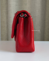 Chanel Classic Flap Medium | Red Caviar Silver Hardware-details