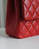 Chanel Classic Flap Medium | Red Caviar Silver Hardware-details