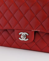 Chanel Classic Flap Medium | Red Caviar Silver Hardware-details