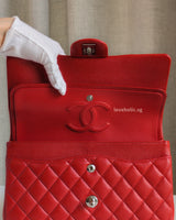 Chanel Classic Flap Medium | Red Caviar Silver Hardware-details