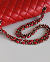 Chanel Classic Flap Medium | Red Caviar Silver Hardware-details