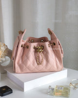  Chanel 25 Mini | 26P Pink Caviar Brushed Gold Hardware-front