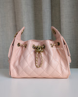  Chanel 25 Mini | 26P Pink Caviar Brushed Gold Hardware-front1