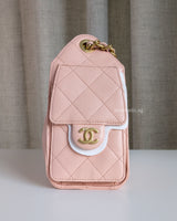  Chanel 25 Mini | 26P Pink Caviar Brushed Gold Hardware-details