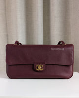 Chanel Maxi Flap 32cm | Dark Burgundy Caviar Gold Hardware-front1