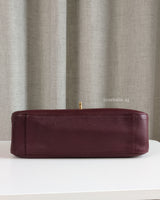 Chanel Maxi Flap 32cm | Dark Burgundy Caviar Gold Hardware-side