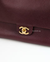Chanel Maxi Flap 32cm | Dark Burgundy Caviar Gold Hardware-details