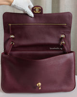 Chanel Maxi Flap 32cm | Dark Burgundy Caviar Gold Hardware-details