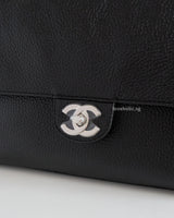 Chanel Maxi Flap 32cm | Black Caviar Silver Hardware-details
