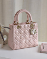 Dior My Lady Dior Medium | Powder Pink Lambskin Light Gold Hardware-front