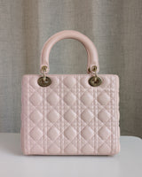 Dior My Lady Dior Medium | Powder Pink Lambskin Light Gold Hardware-back