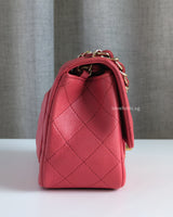 Chanel Classic Flap Mini Square | Dark Pink Caviar Light Gold Hardware-side