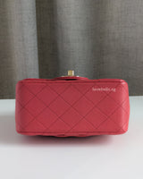 Chanel Classic Flap Mini Square | Dark Pink Caviar Light Gold Hardware-details
