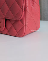 Chanel Classic Flap Mini Square | Dark Pink Caviar Light Gold Hardware-details
