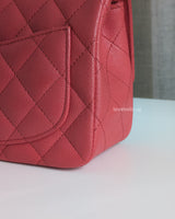 Chanel Classic Flap Mini Square | Dark Pink Caviar Light Gold Hardware-details