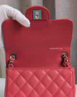 Chanel Classic Flap Mini Square | Dark Pink Caviar Light Gold Hardware-details