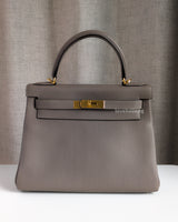 Hermes Kelly 28 | Gris Asphalte M8 Togo Gold Hardware-front1