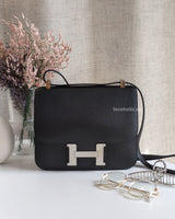 Hermes Constance 24 | Black Epsom Palladium Hardware-front