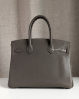 Hermes Birkin Retourne 30 | Etain Taurillon Clemence Palladium Hardware-back