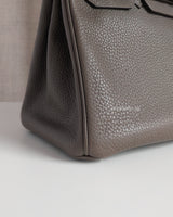 Hermes Birkin Retourne 30 | Etain Taurillon Clemence Palladium Hardware-details