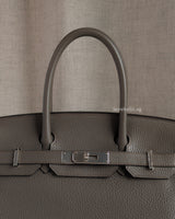 Hermes Birkin Retourne 30 | Etain Taurillon Clemence Palladium Hardware-details