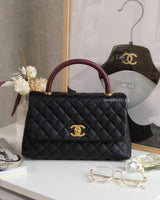Chanel Coco Handle Medium | Black Caviar Brushed Gold Hardware-front