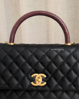 Chanel Coco Handle Medium | Black Caviar Brushed Gold Hardware-details