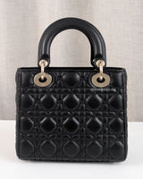 Dior My Lady Dior Small | Black Lambskin Light Gold Hardware-back