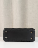 Dior My Lady Dior Small | Black Lambskin Light Gold Hardware-details