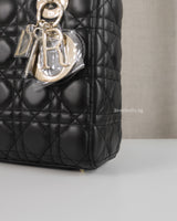 Dior My Lady Dior Small | Black Lambskin Light Gold Hardware-details
