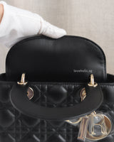 Dior My Lady Dior Small | Black Lambskin Light Gold Hardware-details