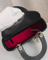 Dior My Lady Dior Small | Black Lambskin Light Gold Hardware-details