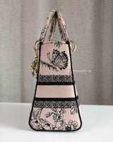 Dior Lady D-Lite Medium | Pink Floral Fabric Light Gold Hardware-details