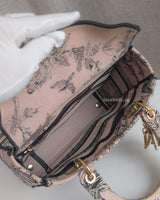 Dior Lady D-Lite Medium | Pink Floral Fabric Light Gold Hardware-details