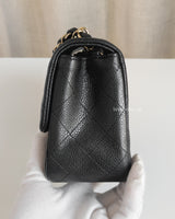 Chanel Classic Flap Mini Square | Black Caviar Light Gold Hardware-details