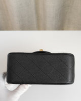 Chanel Classic Flap Mini Square | Black Caviar Light Gold Hardware-details