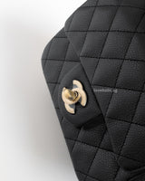 Chanel Classic Flap Mini Square | Black Caviar Light Gold Hardware-details