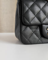 Chanel Classic Flap Mini Square | Black Caviar Light Gold Hardware-details