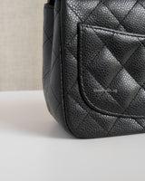Chanel Classic Flap Mini Square | Black Caviar Light Gold Hardware-details