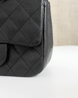 Chanel Classic Flap Mini Square | Black Caviar Light Gold Hardware-details