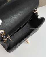 Chanel Classic Flap Mini Square | Black Caviar Light Gold Hardware-details