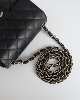 Chanel Classic Flap Mini Square | Black Caviar Light Gold Hardware-details