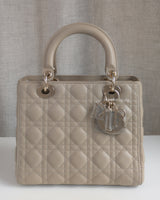 Dior Lady Dior Medium | Taupe Lambskin Light Gold Hardware-front1
