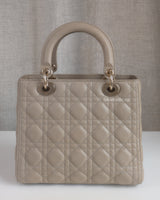 Dior Lady Dior Medium | Taupe Lambskin Light Gold Hardware-back