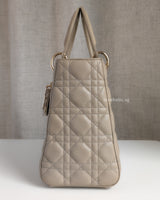 Dior Lady Dior Medium | Taupe Lambskin Light Gold Hardware-side