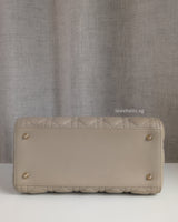 Dior Lady Dior Medium | Taupe Lambskin Light Gold Hardware-details