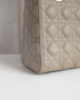 Dior Lady Dior Medium | Taupe Lambskin Light Gold Hardware-details