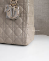 Dior Lady Dior Medium | Taupe Lambskin Light Gold Hardware-details
