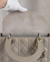 Dior Lady Dior Medium | Taupe Lambskin Light Gold Hardware-details