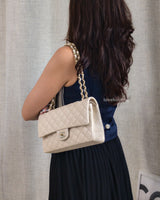 Chanel Classic Flap Medium | Beige Caviar Light Gold Hardware-model